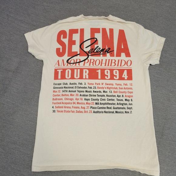 Selena Amor Prohibido Tour 1994 Graphic T-Shirt Cream Small Official Merchandise - Picture 5 of 7